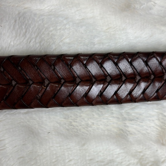 Vintage Coach Belt Leather 5922 Woven Braided Brown Solid Brass Crochet - Picture 7 of 11